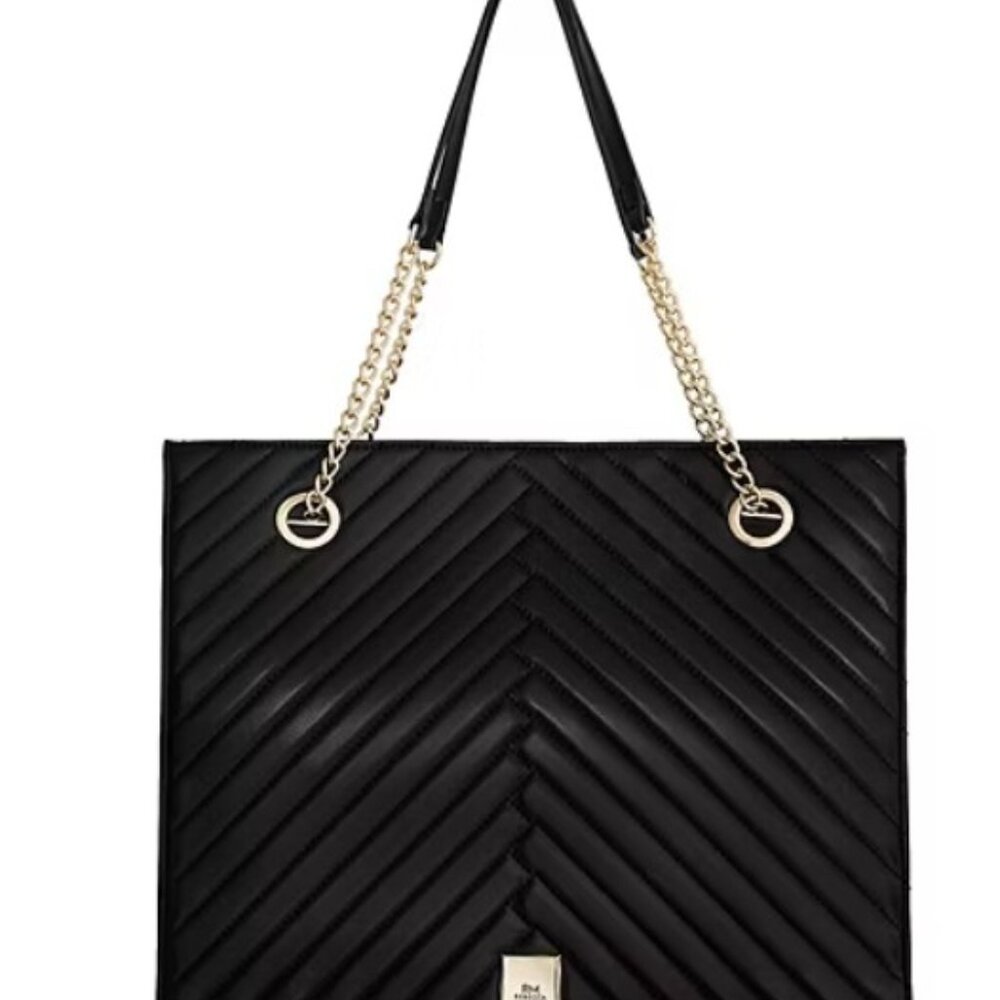 NWT RM REBECCA MINKOFF Sammie Quilted Black Tote Handbag Double Handles w/ Chain